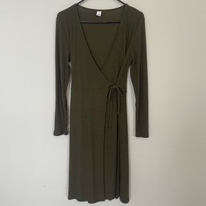 Plush knit wrap midi dress